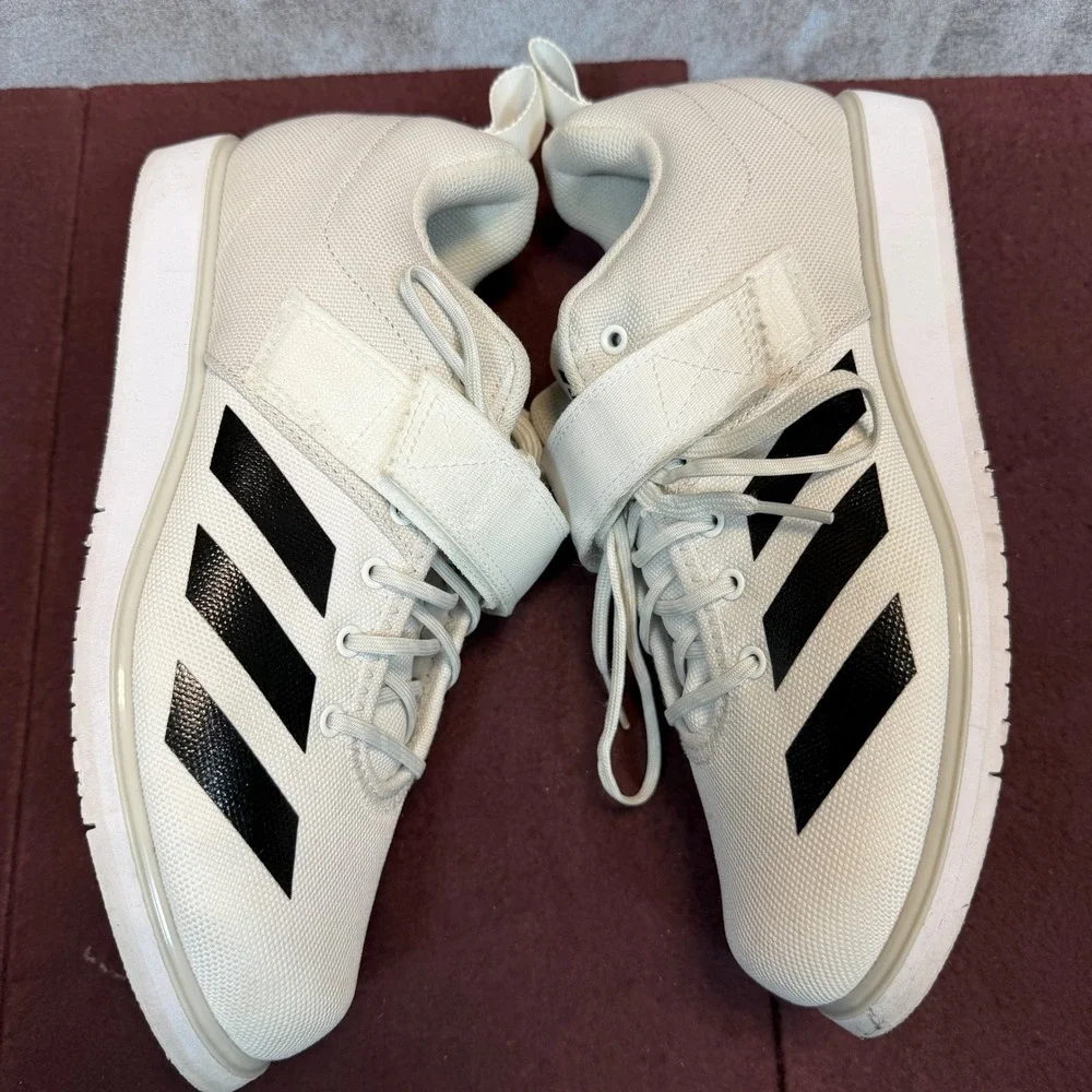 Adidas Powerlift 5 Mens White Athletic Weightlifting Shoes Size 8 Gym Training